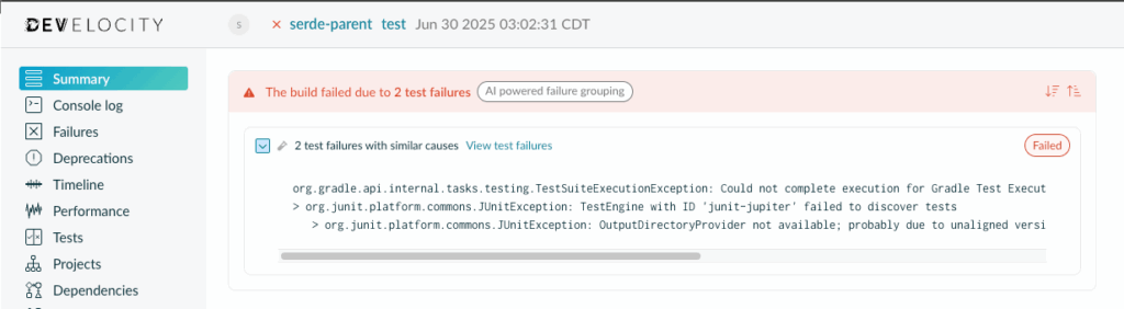 AI-powered failure grouping
